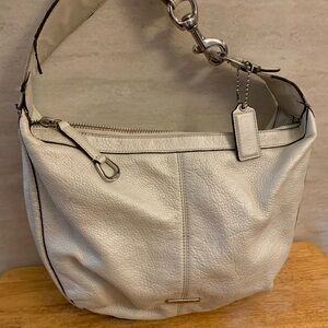 Coach Pearl White Leather Hobo Bag with Slouchy Style